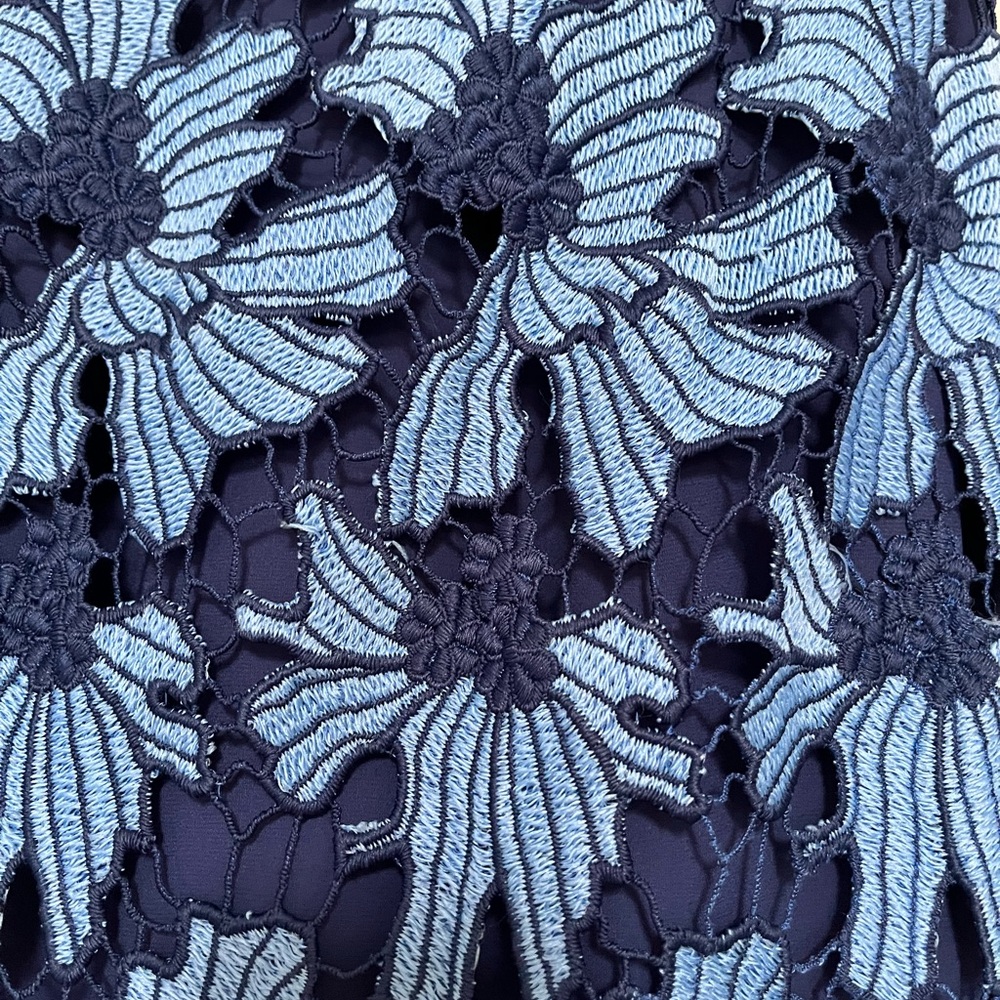 Shoshanna Blue Floral Lace Midi Dress - Picture 3 of 5